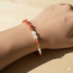Red and white bead bracelet